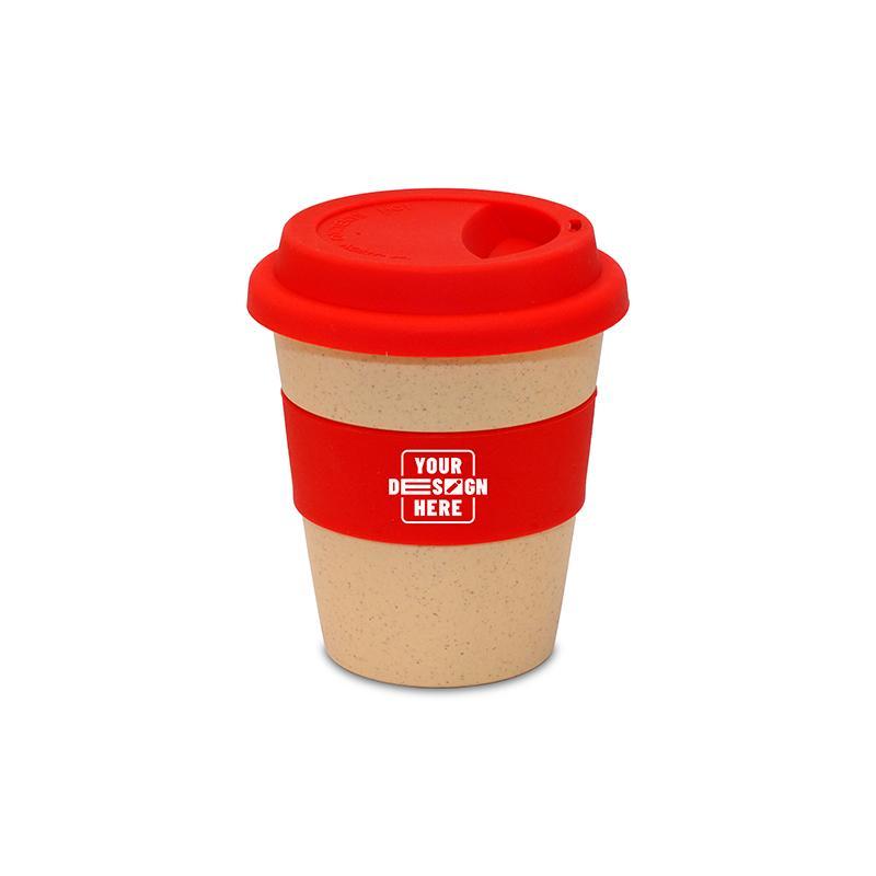 Wheat Straw Cup With Silicon Lid And Bond Red